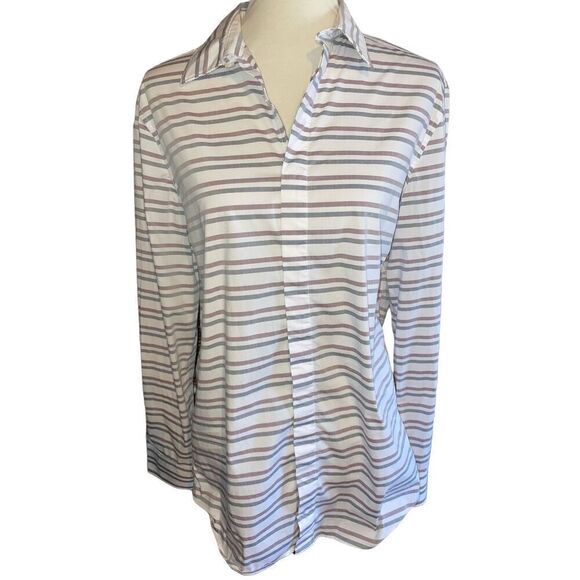 Perry Ellis Slim Fit Stretch Long Sleeve Striped Multi-Color Button Down Shirt S - Picture 3 of 8